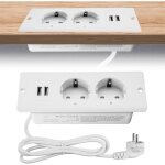 Multiprise de bureau encastrable double prise avec 2 ports usb et c�ble de 15 m id�ale pour les tables ...