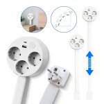 Multiprise �lectrique 1500w 47 - 67cm extensible avec 3 prises 1 usb - c 1 usb - a interrupteur rotation ...