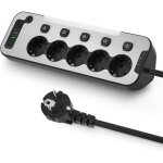 Multiprise murale avec interrupteur individuel - suteo - 5 prises - parafoudre 2100 joules - veilleuse ...