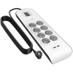 Multiprise parafoudre - belkin - 8 prises + 2 ports usb 2. 4a - câble 2m - protection jusquà 900 joules ... Multiprise parafoudre - belkin - 8 prises + 2 ports usb 2. 4a - câble 2m - protection jusquà 900 joules ...