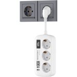 Multiprise parafoudre avec usb - suteo - 3 prises - 4 ports usb - 2 usb - c - c�ble 50 mm - fixation ...