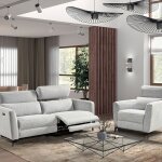 Mumbai - ensemble canap� relax 3 places et 1 fauteuil electriques gris clair