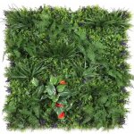 Mur v�g�tal artificiel - non sp�cifi� - 100 x 100 cm - fleur rouge - poly�thyl�ne - vert