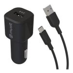 Muvit for change pack chargeur voiture 12w + c�ble usb c - 1. 2 m - noir