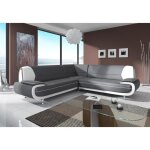 Canap dangle - muza - 5 places - simili cuir gris et blanc - design intemporel