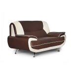 Muza - canap design 2 places en simili cuir marron et blanc