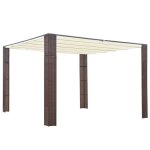Mvp - tonnelle de jardin chapiteau de jardin avec toit r�sine tress�e 300x300x200cm marron et cr�me (3279) ...