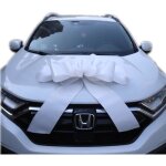 N?ud blanc g�ant 76 cm avec rubans 185 cm d�coration voiture v�lo mariage anniversaire