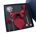 N?ud papillon homme jacquard rouge insfity - elgant en soie polyester - coffret cadeau pour occasions ...