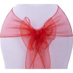 N?uds de chaise - organza - rouge - 10pcs - d�coration mariage - housse de chaise