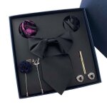 N?uds papillon homme jacquard noir couleur unie elgant avez coffret cadeau occasions formelles