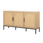 Nagato - buffet bas - cannage et effet bois - 150 cm - bois / noir Nagato - buffet bas - cannage et effet bois - 150 cm - bois / noir