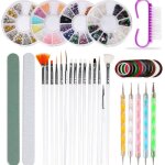 Kit de nail art - 10 pcs - autocollants  ongles - pinceaux - dcoration ongles