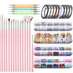 Nail art design set peinture brosse À pinceaux dotting pen boîtes ongles strass striping tape et une ... Nail art design set peinture brosse À pinceaux dotting pen boîtes ongles strass striping tape et une ...