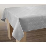 Nappe anti - taches damass�e gris perle