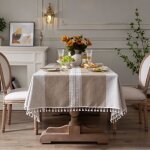 Nappe anti - tache en lin de coton beige - rectangle 140x180cm - résistante aux rayures Nappe anti - tache en lin de coton beige - rectangle 140x180cm - résistante aux rayures