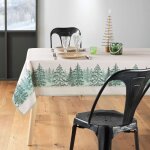 Nappe antitache rectangulaire 150x300 cm - sapins enneigs - beige