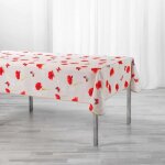 Nappe antitache rectangulaire - 150 x 240 cm - polyester - coquelicots - beige