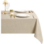 Nappe beige aspect lin tissu lavable et imperm�able moderne enduite rectangulaire anti - tache 160 x ...