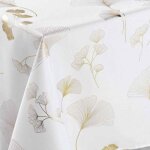 Nappe - bloomy - 2m x 1m50 - blanc et or - anti tache - infroissable