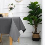 Nappe carr�e et enduite antitache gris clair 180x180 cm