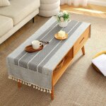 Nappe coton et lin50 * 160cm poche lat�rale de rangement nappe rectangulaire anti tache nappe table basse ...