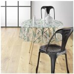 Nappe ronde transparente 140 cm feuilles aurea