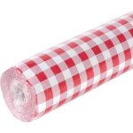 Nappe damassé vichy rouge - 50 mètres - jour de fete - synthétique - lavable Nappe damassé vichy rouge - 50 mètres - jour de fete - synthétique - lavable