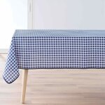 Nappe rectangulaire - douceur d int�rieur - vichy bleu - 150x200 cm - antitache - polyester