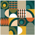 Nappe - eden - geo mixiti bleu - toile cir�e - largeur 140 cm - vendue au m�tre