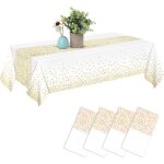 Nappe jetable - haute qualit� - 8 pcs - imperm�able - blanc et or - 137 x 274 cm