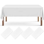 Nappe jetable - non sp�cifi� - 137 x 274 cm - 4 pi�ces - effet tissu - blanc