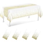 Nappes jetables - pois dor - 4pcs - 137 x 274 cm - imperméables - pour fête et mariage Nappes jetables - pois dor - 4pcs - 137 x 274 cm - imperméables - pour fête et mariage