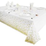 Nappe jetable2 pièces nappes jetables nappes fête rectangulaires à pois blancs et dorés pour mariages ... Nappe jetable2 pièces nappes jetables nappes fête rectangulaires à pois blancs et dorés pour mariages ...