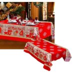 Nappe de noël - non spécifié - 180x144cm - rouge - rectangulaire - lavable Nappe de noël - non spécifié - 180x144cm - rouge - rectangulaire - lavable