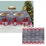 Nappe - noël - gris - 180x144 cm - polyester - anti - tache Nappe - noël - gris - 180x144 cm - polyester - anti - tache