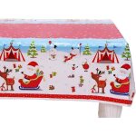 Nappe de no�l - pvc - rectangulaire - 120x180cm - jetable - rouge