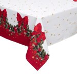 Atmosphera - nappe de nol rctangulaire motif guirlande - 140 x 240 cm - blanc et rouge