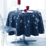 Nappe - constellation - ronde 180 cm - anti tache - infroissable - bleu marine et argent