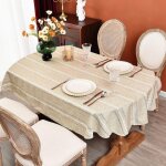 Nappe ovale brod�e - dema - lin et coton - style champ�tre - motif brod� - couleur caf� - dimensions ...