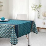 Nappe ovale d�co �caille 2m40 x 1m50 r�f�rence 2008 v3 anti tache et infroissable polyester vert et ble ...