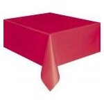 Nappe plastique - rectangulaire 135cm x 270cm - couleur rouge - usage unique - idale pour ftes
