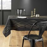 Nappe rectangle elona noire et or anti tache et infroissable 240 cm x 150 cm
