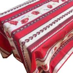 Nappe rectangle provenale castellane rouge 200 cm x 150 cm polyester antitache et infroissable
