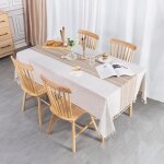 Nappe rectangulaire coton lin vintage decoration beige table cloth tablecloth rectangle 140x240 cm pour ...