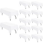 Nappe rectangulaire en polyester - zgeer - lot de 12 - 153x260 cm - blanc - lavable en machine - r�sistant ...