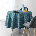 Nappe ronde 1m80 artchic bleu anti tache et infroissable Nappe ronde 1m80 artchic bleu anti tache et infroissable