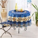 Nappe - abeille bleu - ronde - 1m80 - anti tache et sans repassage Nappe - abeille bleu - ronde - 1m80 - anti tache et sans repassage