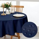 Nappe ronde anti - taches lavable et imperm�able - pour salle � manger jardin f�te mariage bleu fonc� ...