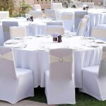 Nappe ronde blanche en tissu 330 cm mariage et f�tes